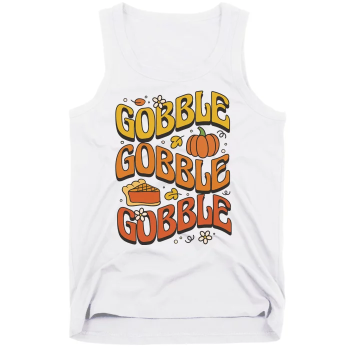 Gobble Turkey Retro Thanksgiving Fall Tank Top