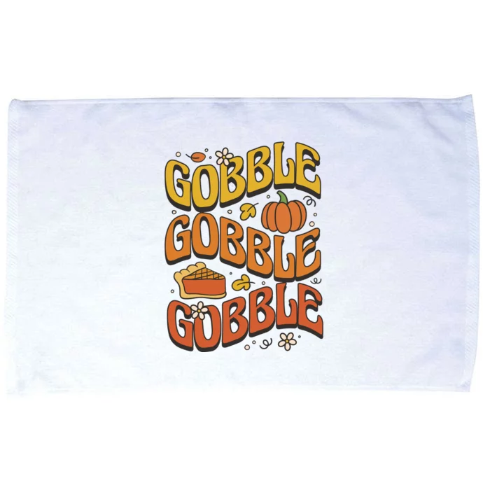 Gobble Turkey Retro Thanksgiving Fall Microfiber Hand Towel