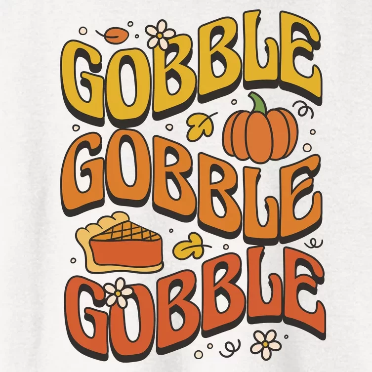 Gobble Turkey Retro Thanksgiving Fall Women's Crop Top Tee