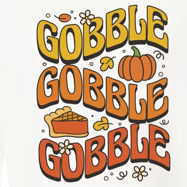 Gobble Turkey Retro Thanksgiving Fall Cropped Pullover Crew