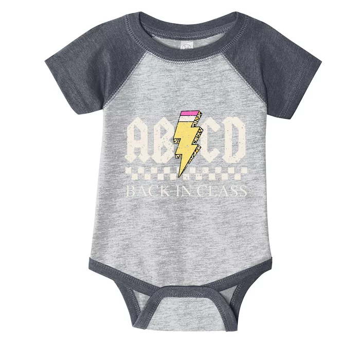 Girls Teachers Rock Back To School ABCD Back In Class Infant Baby Jersey Bodysuit