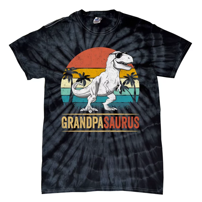 Grandpasaurus T Rex Dinosaur Grandpa Saurus Family Matching Tie-Dye T-Shirt