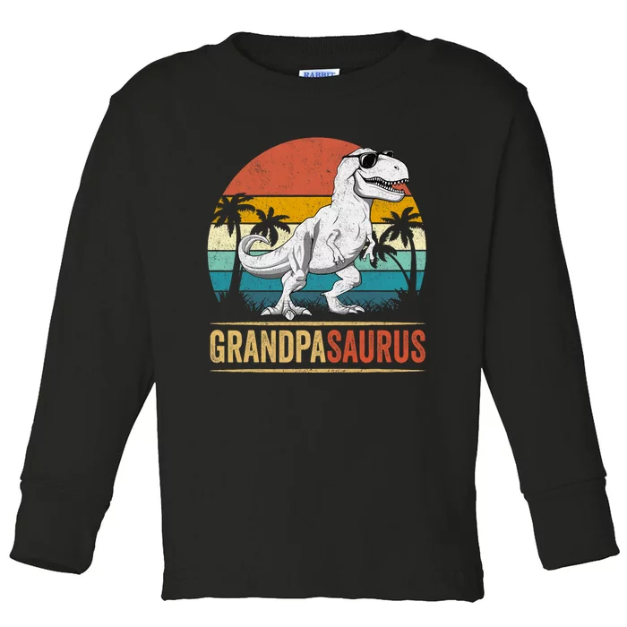 Grandpasaurus T Rex Dinosaur Grandpa Saurus Family Matching Toddler Long Sleeve Shirt