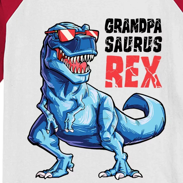 Grandpasaurus T Rex Dinosaur Grandpa Saurus FatherS Family Kids Colorblock Raglan Jersey