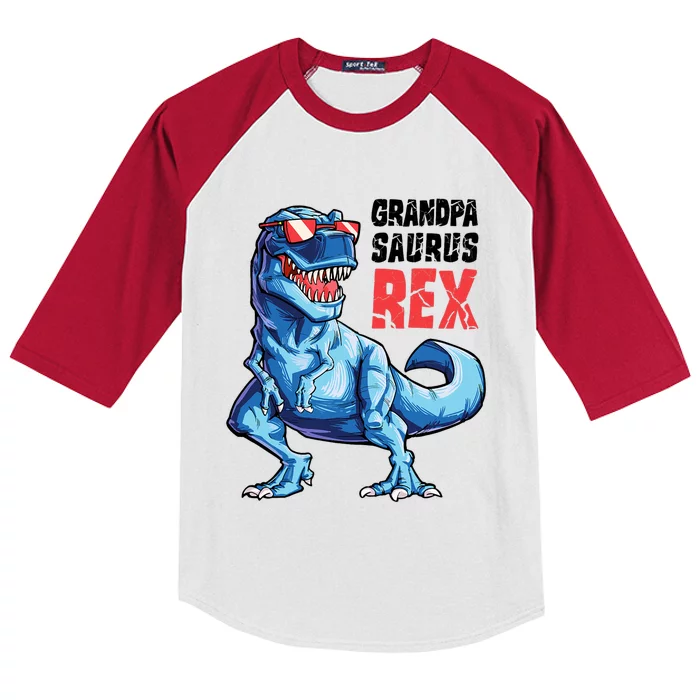 Grandpasaurus T Rex Dinosaur Grandpa Saurus FatherS Family Kids Colorblock Raglan Jersey