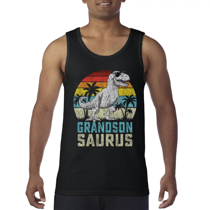 Grandsonsaurus T Rex Dinosaur Grandson Saurus Family Tank Top