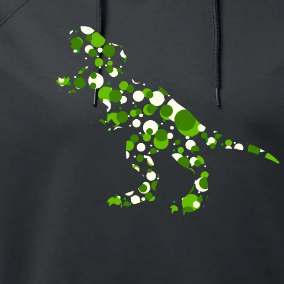 Green T Rex Polka Dot Dinosaur International Dot Day Performance Fleece Hoodie