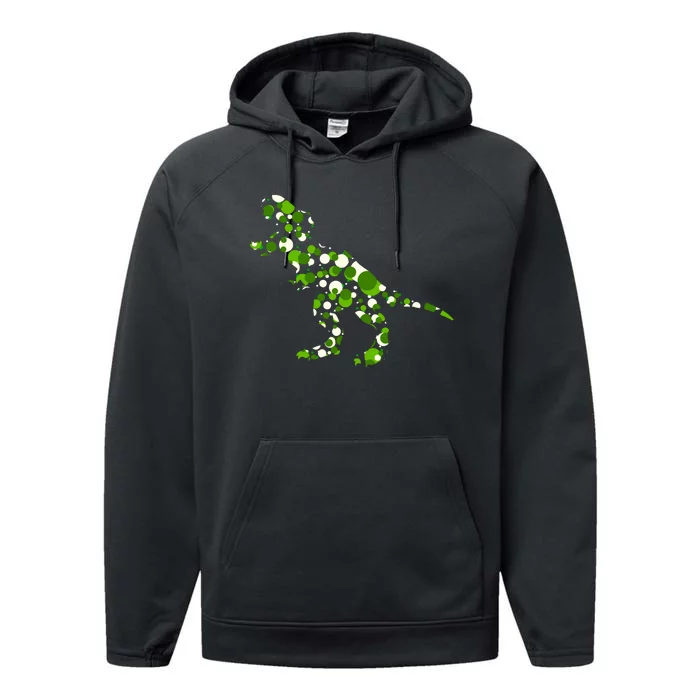 Green T Rex Polka Dot Dinosaur International Dot Day Performance Fleece Hoodie