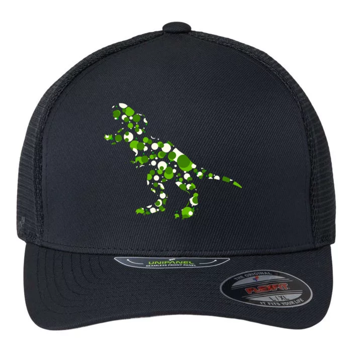 Green T Rex Polka Dot Dinosaur International Dot Day Flexfit Unipanel Trucker Cap