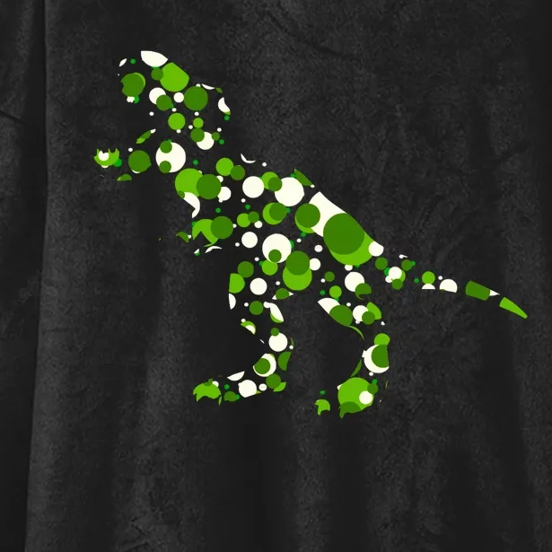 Green T Rex Polka Dot Dinosaur International Dot Day Hooded Wearable Blanket