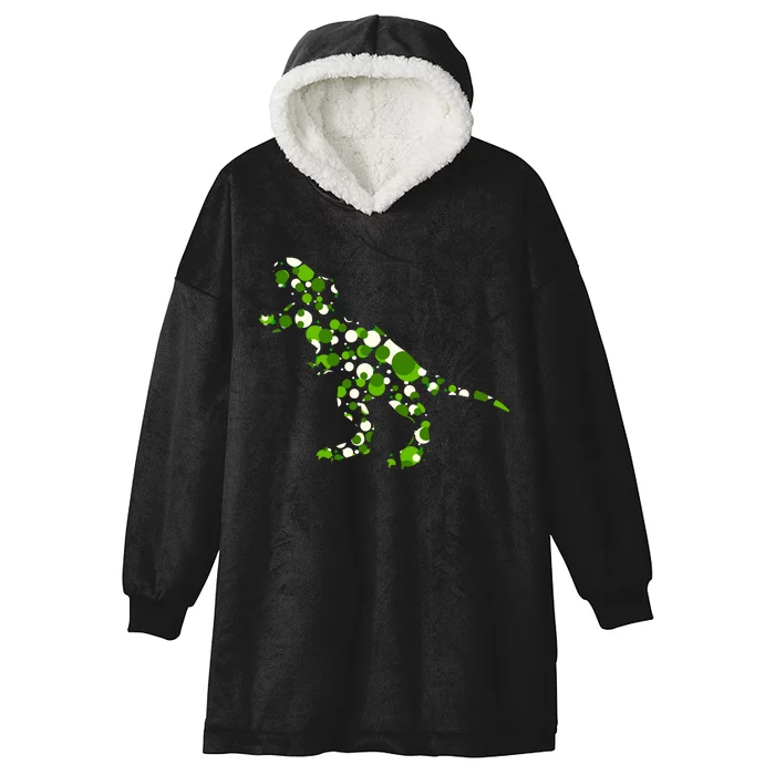 Green T Rex Polka Dot Dinosaur International Dot Day Hooded Wearable Blanket