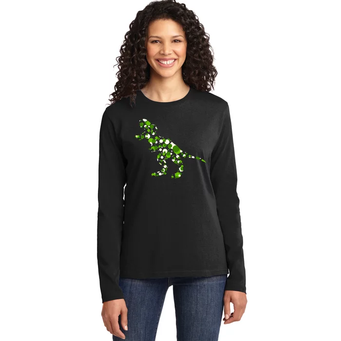 Green T Rex Polka Dot Dinosaur International Dot Day Ladies Long Sleeve Shirt