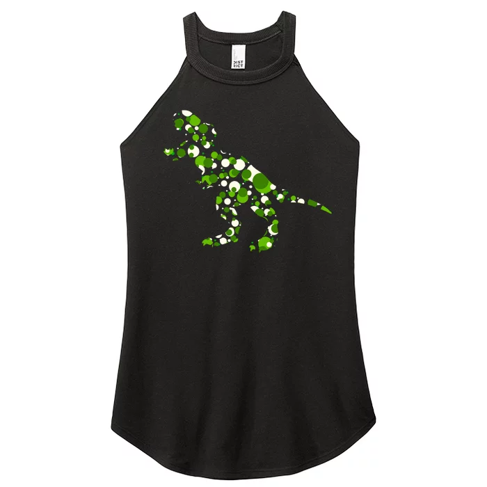 Green T Rex Polka Dot Dinosaur International Dot Day Women’s Perfect Tri Rocker Tank