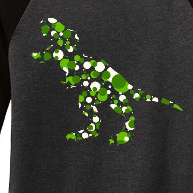 Green T Rex Polka Dot Dinosaur International Dot Day Women's Tri-Blend 3/4-Sleeve Raglan Shirt