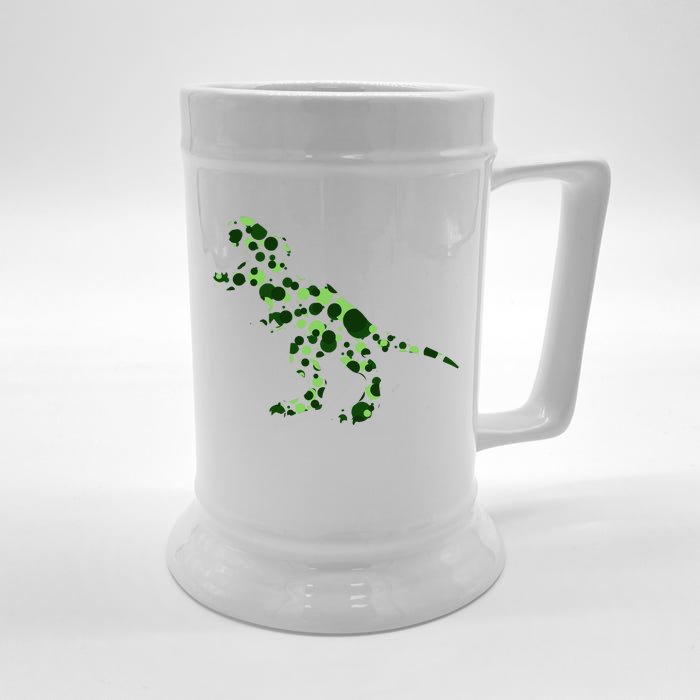 Green T Rex Polka Dot Dinosaur International Dot Day Front & Back Beer Stein