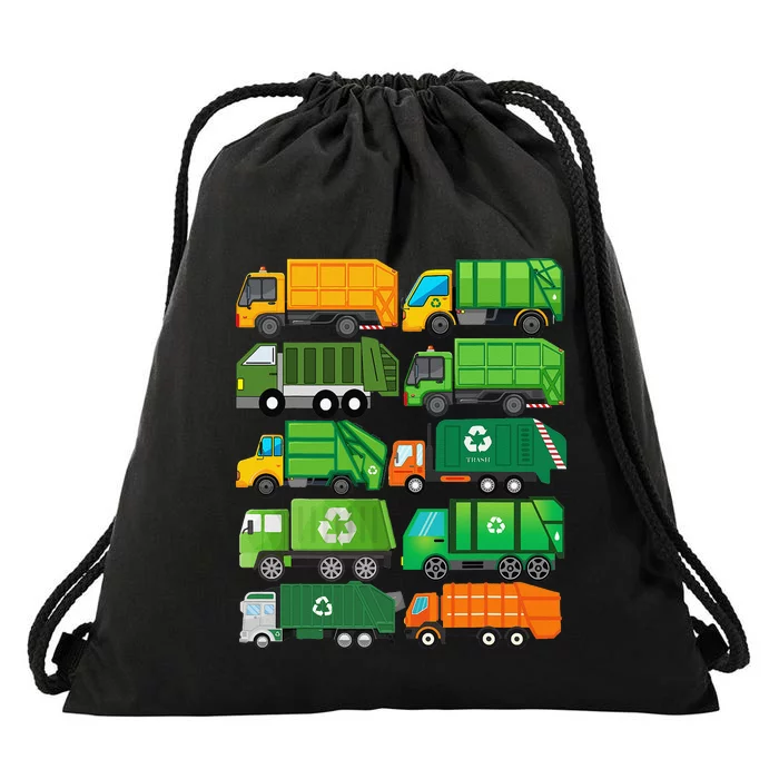 Garbage Truck Recycling Day Trash Waste Separation Birthday Drawstring Bag