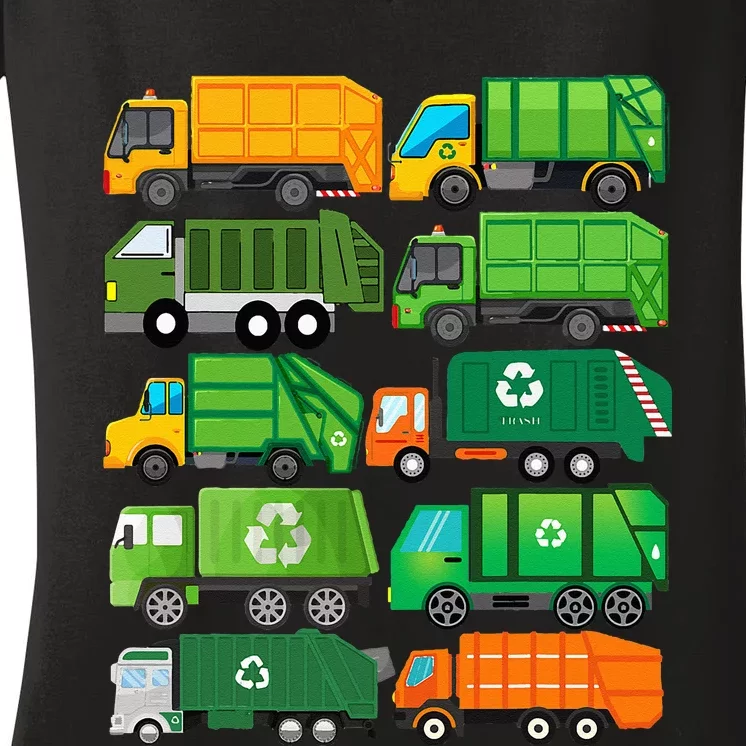 Garbage Truck Recycling Day Trash Waste Separation Birthday Women's V-Neck T-Shirt