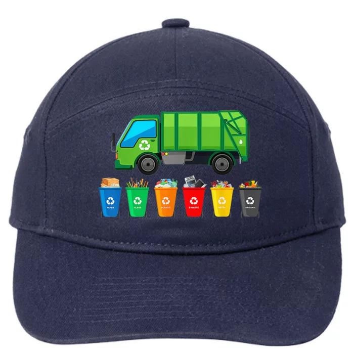 Garbage Truck Reuse Recycle Trash Collector Earth Day 7-Panel Snapback Hat