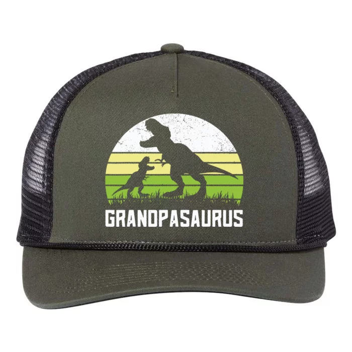 Grandpasaurus T Rex Dinosaur Grandpa Saurus Family Matching Retro Rope Trucker Hat Cap