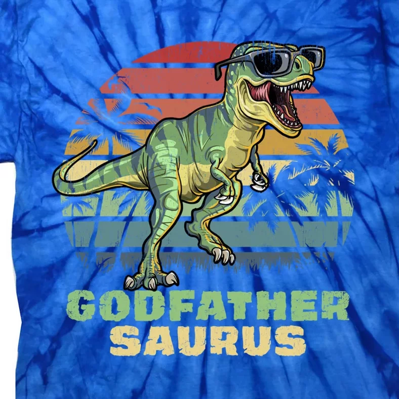 Godfathersaurus T Rex Dinosaur Godfather Saurus Matching Gift Tie-Dye T-Shirt