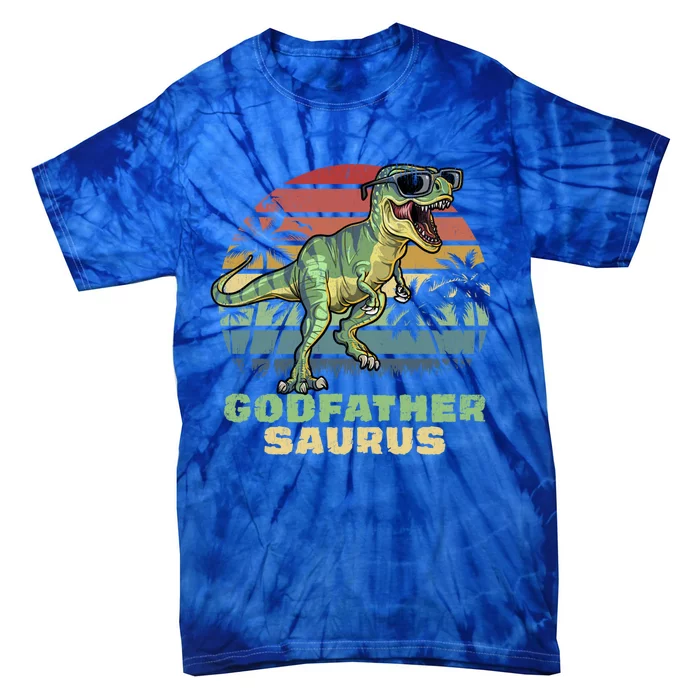 Godfathersaurus T Rex Dinosaur Godfather Saurus Matching Gift Tie-Dye T-Shirt