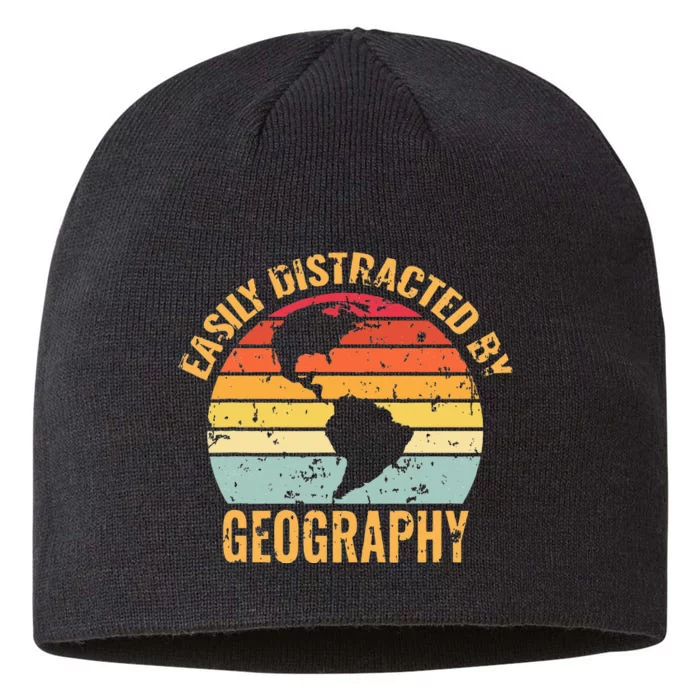 geography teacher retro vintage geographer 8 1/2in Sustainable Knit Beanie