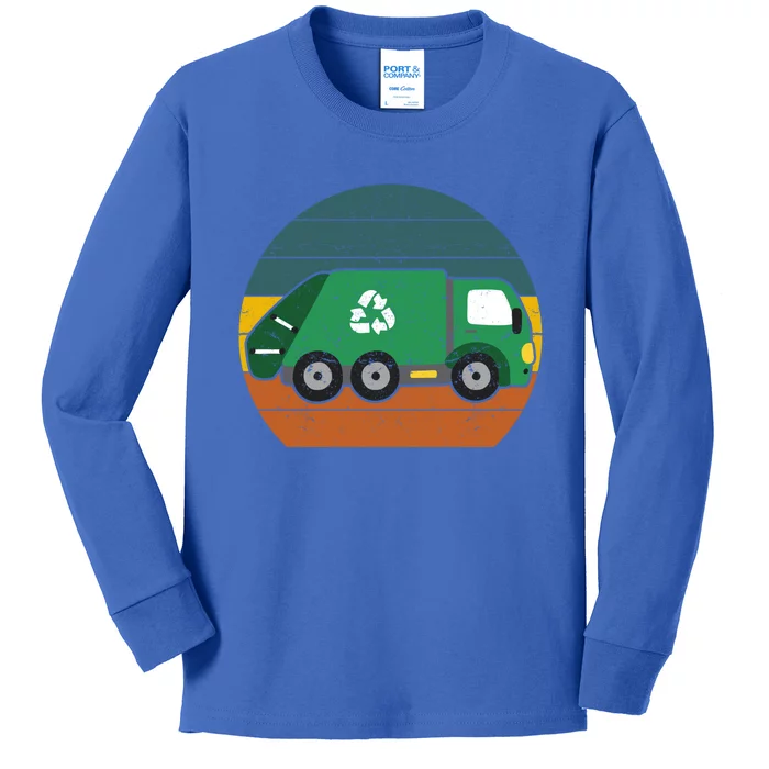 Garbage Truck Retro Vintage Trash Waste Recycle Collector Cute Gift Kids Long Sleeve Shirt