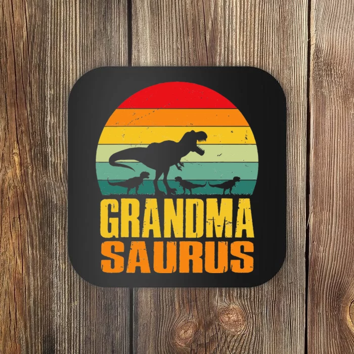 Grandmasaurus T Rex Dinosaur Grandma Saurus Family Matching Coaster