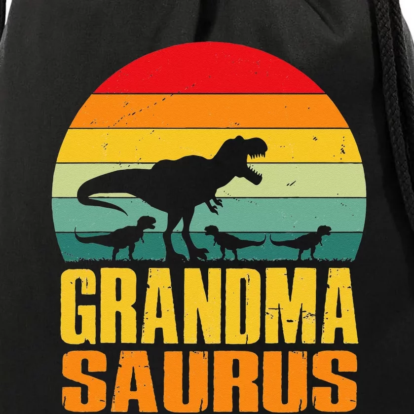 Grandmasaurus T Rex Dinosaur Grandma Saurus Family Matching Drawstring Bag