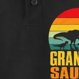 Grandmasaurus T Rex Dinosaur Grandma Saurus Family Matching Dry Zone Grid Performance Polo