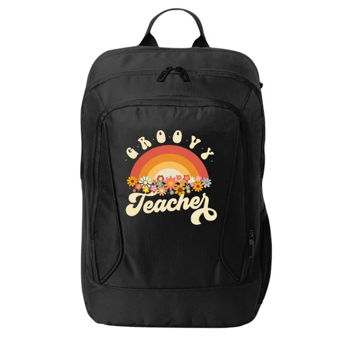 Groovy Teacher Retro Rainbow Colorful Design Teaching City Backpack