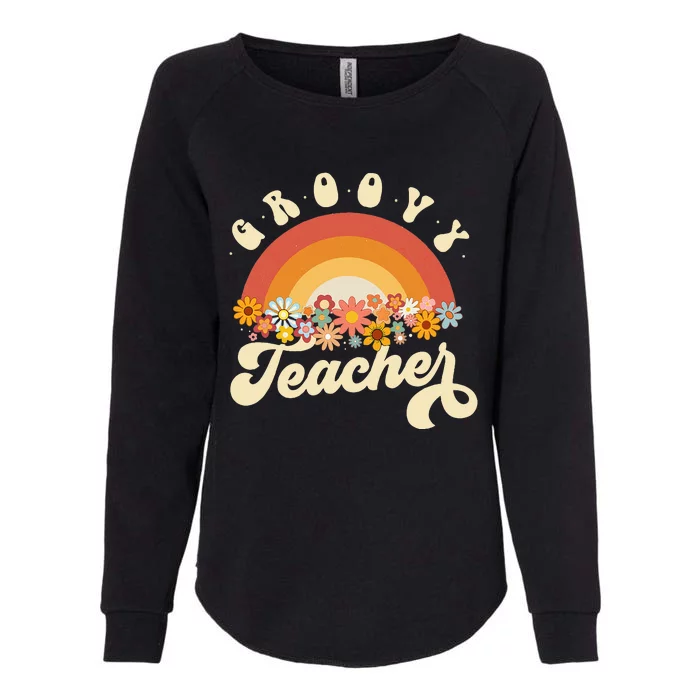 Groovy Teacher Retro Rainbow Colorful Design Teaching Womens California Wash Sweatshirt