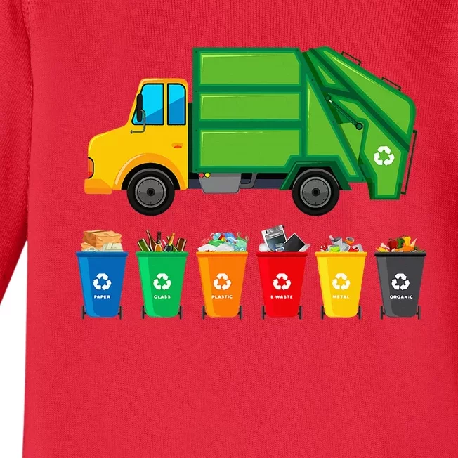 Garbage Truck Reuse Recycle Trash Collector Earth Day Baby Long Sleeve Bodysuit