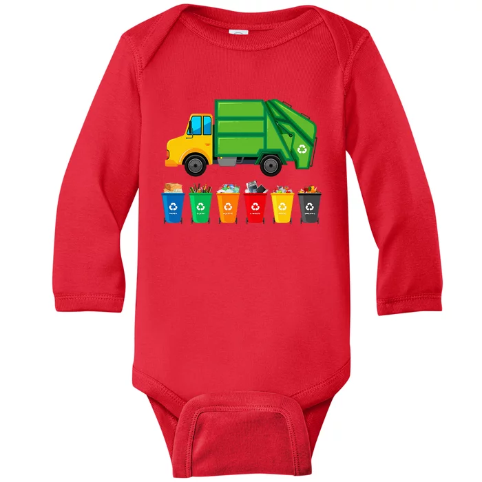 Garbage Truck Reuse Recycle Trash Collector Earth Day Baby Long Sleeve Bodysuit