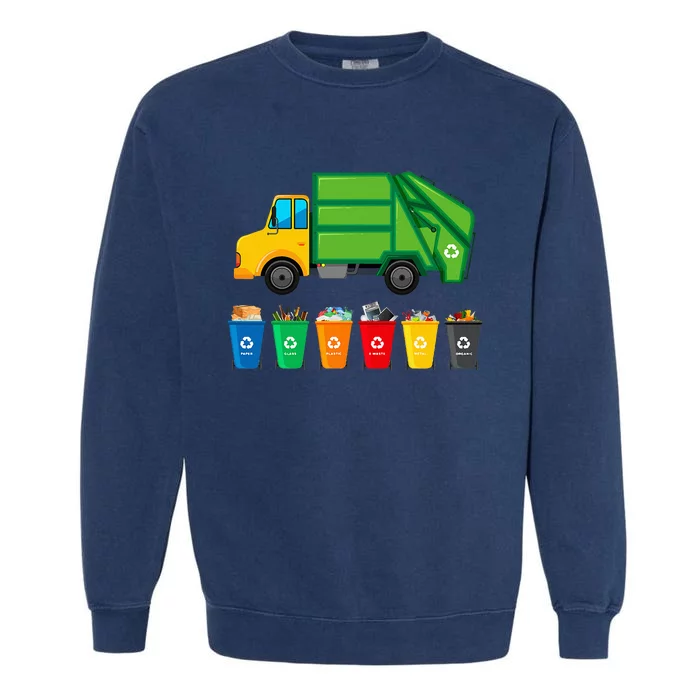 Garbage Truck Reuse Recycle Trash Collector Earth Day Garment-Dyed Sweatshirt