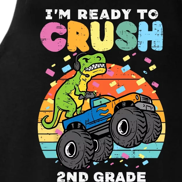 Gamer T Rex On Monster Truck Im Ready To Crush 2nd Grade Boy Ladies Tri-Blend Wicking Tank