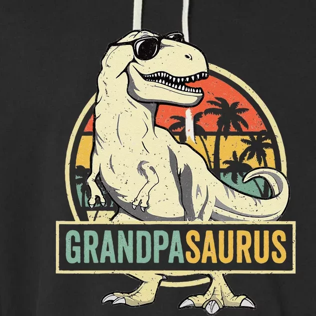 Grandpasaurus T Rex Dinosaur Grandpa Saurus Family Matching Garment-Dyed Fleece Hoodie