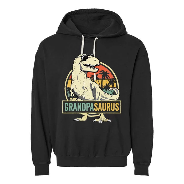 Grandpasaurus T Rex Dinosaur Grandpa Saurus Family Matching Garment-Dyed Fleece Hoodie