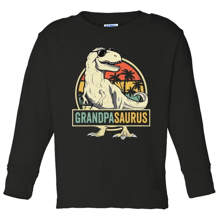 Grandpasaurus T Rex Dinosaur Grandpa Saurus Family Matching Toddler Long Sleeve Shirt