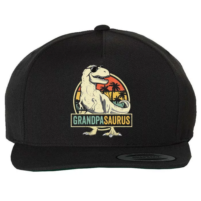 Grandpasaurus T Rex Dinosaur Grandpa Saurus Family Matching Wool Snapback Cap