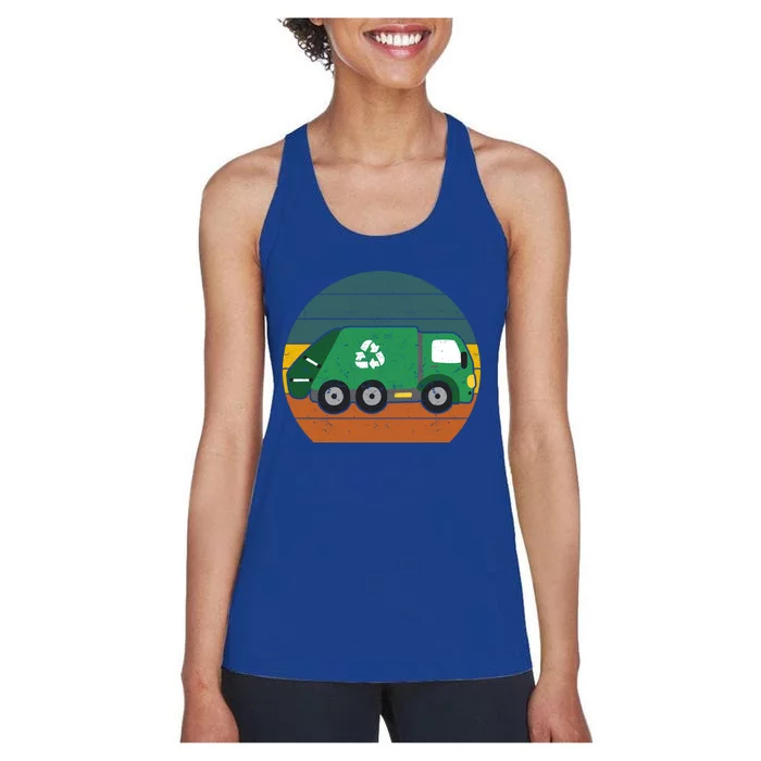 Garbage Truck Retro Vintage Trash Waste Recycle Collector Gift Women's Racerback Tank