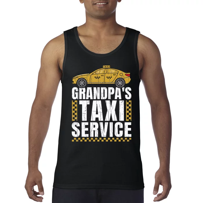 Grandpas Taxi Service Funny Taxi Driving Cab Lover Graphic Tank Top