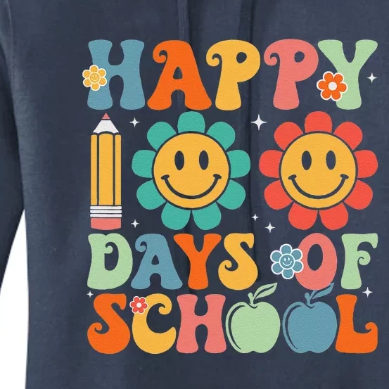 Groovy Teacher Student 100th Day Of School Happy 100 Days Funny Women's Pullover Hoodie