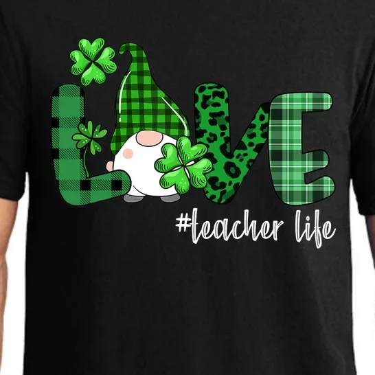 Gnome Teacher St Patricks day Love Teacher Life Shamrock Pajama Set