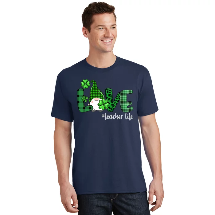 Gnome Teacher St Patricks day Love Teacher Life Shamrock T-Shirt