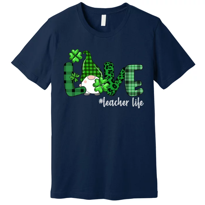 Gnome Teacher St Patricks day Love Teacher Life Shamrock Premium T-Shirt