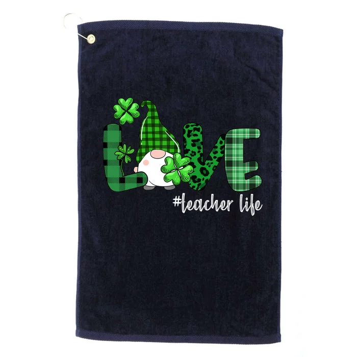 Gnome Teacher St Patricks day Love Teacher Life Shamrock Platinum Collection Golf Towel