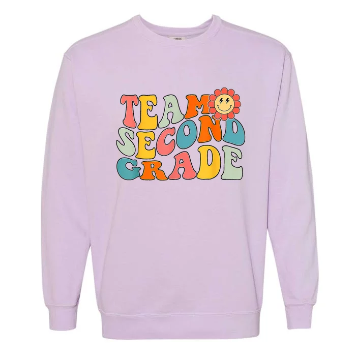 Groovy Team Second Grade Back To School Teacher Student Gift Garment-Dyed Sweatshirt