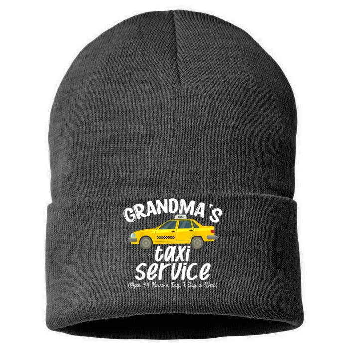 Grandma's Taxi Service Funny Grandparent Gift Sustainable Knit Beanie