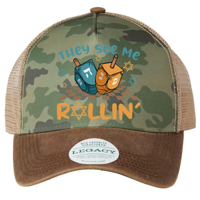 Groovy They See Me Rollin Hanukkah 2024 Dreidel Game Jewish Legacy Tie Dye Trucker Hat